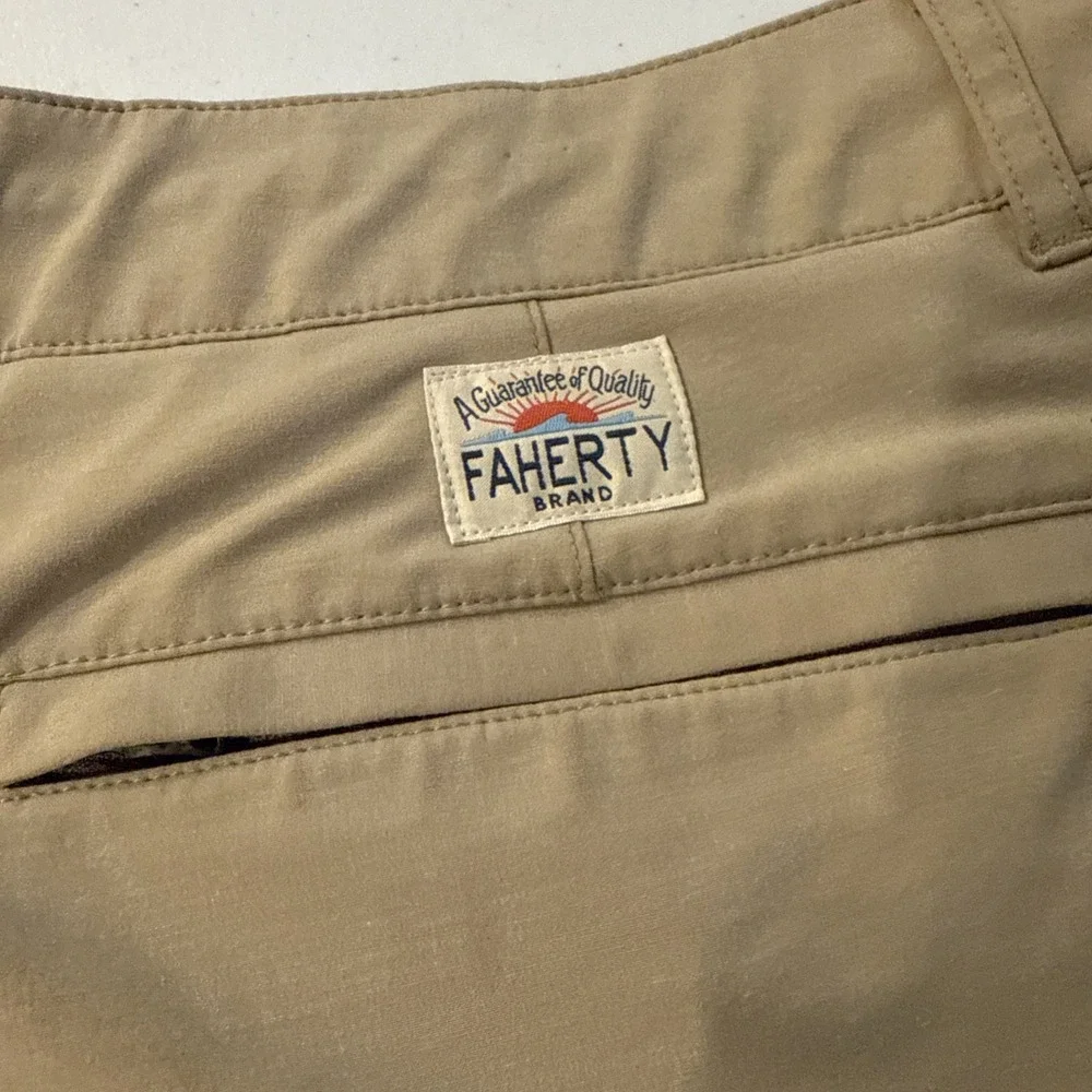 Faherty All Day Shorts Drawstring Men's 38 Beige Stretch 9